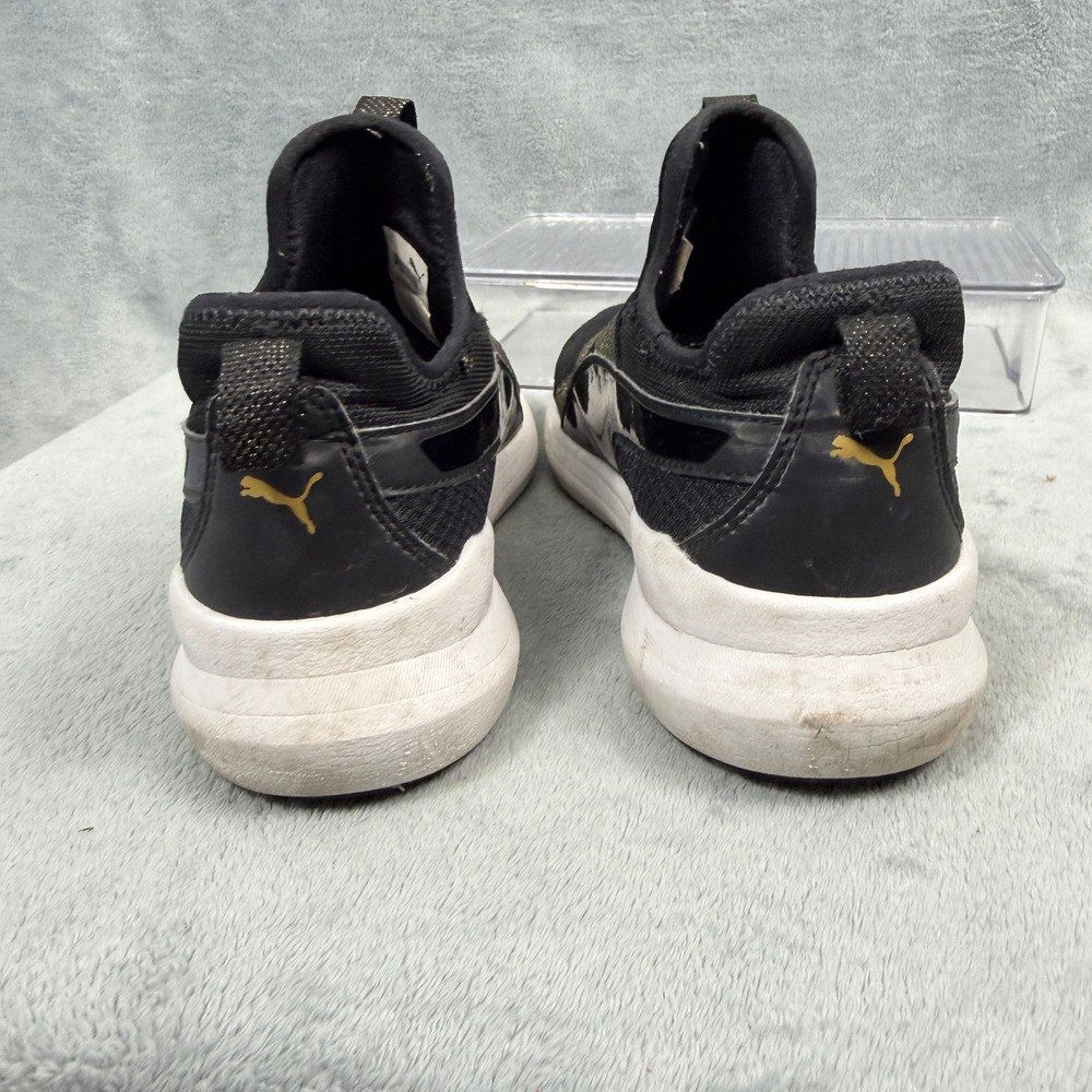 Puma Womens 8.5 Black Gold SoftFoam Slip On Sneaker 191252-02 Athleisure McBling - Picture 8 of 11
